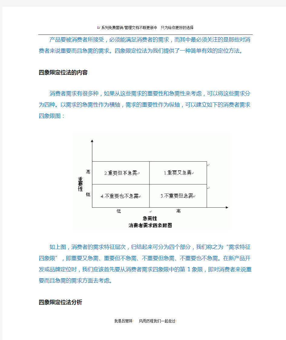 市场分析方法LV29 四象限定位法