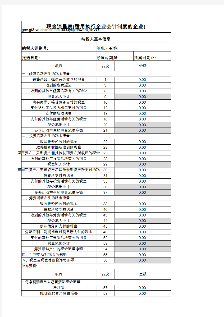 企业会计制度现金流量表