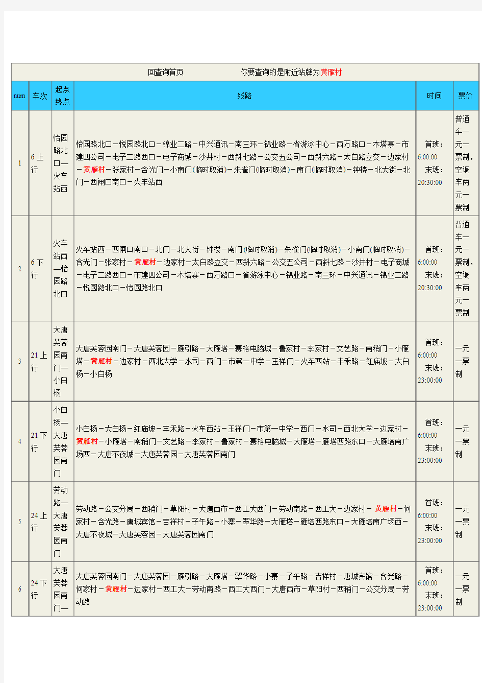 西安公交线路