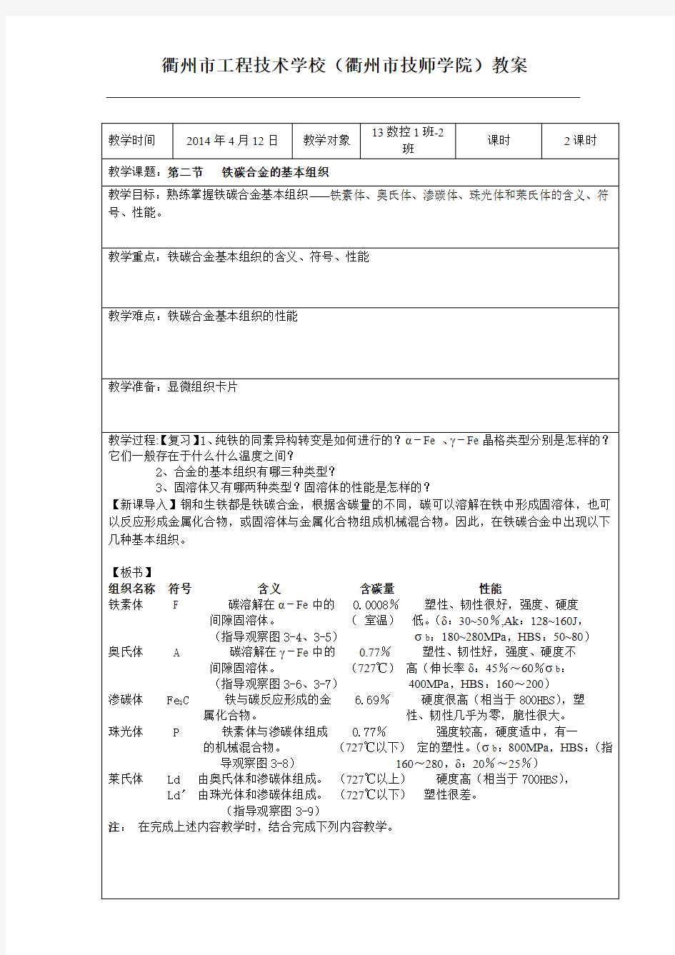 第三章  第二节 铁碳合金的基本组织