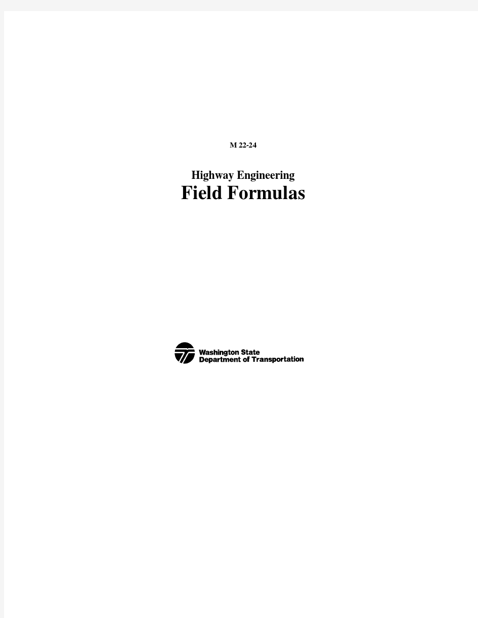 Highway Engineering Field Formulas-WSDT (M 22-24), 1998