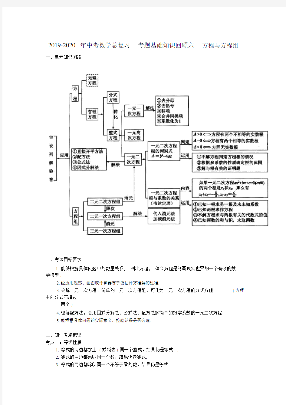 中考数学总复习专题基础知识回顾六方程及方程组.doc