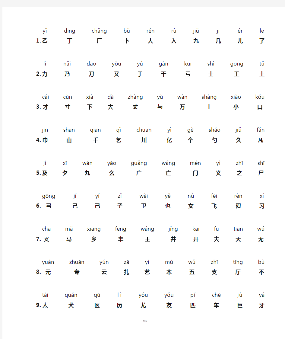 小学生必会2500个常用汉字(带拼音)