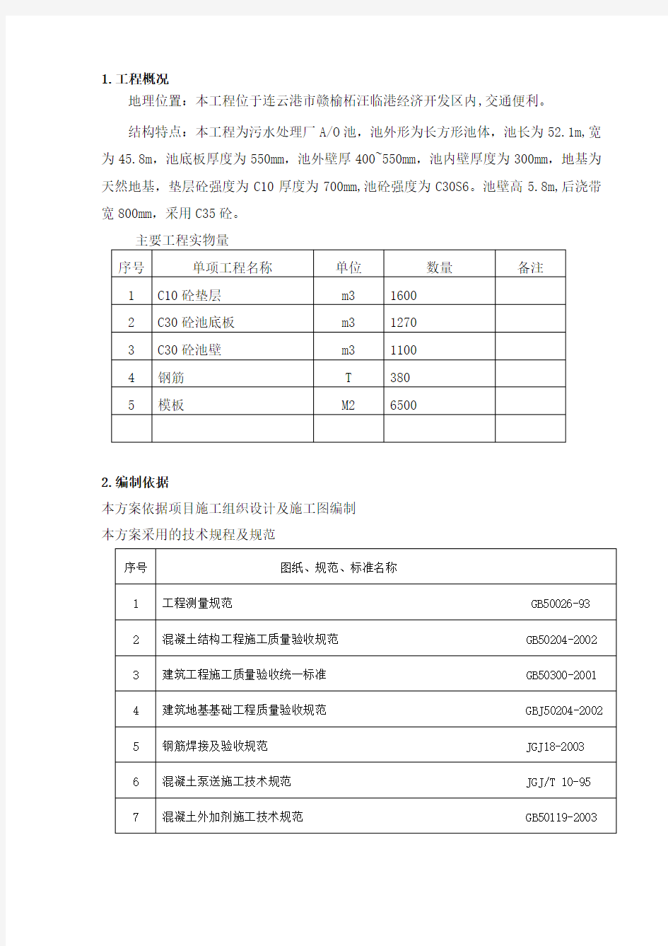 生化池施工方案