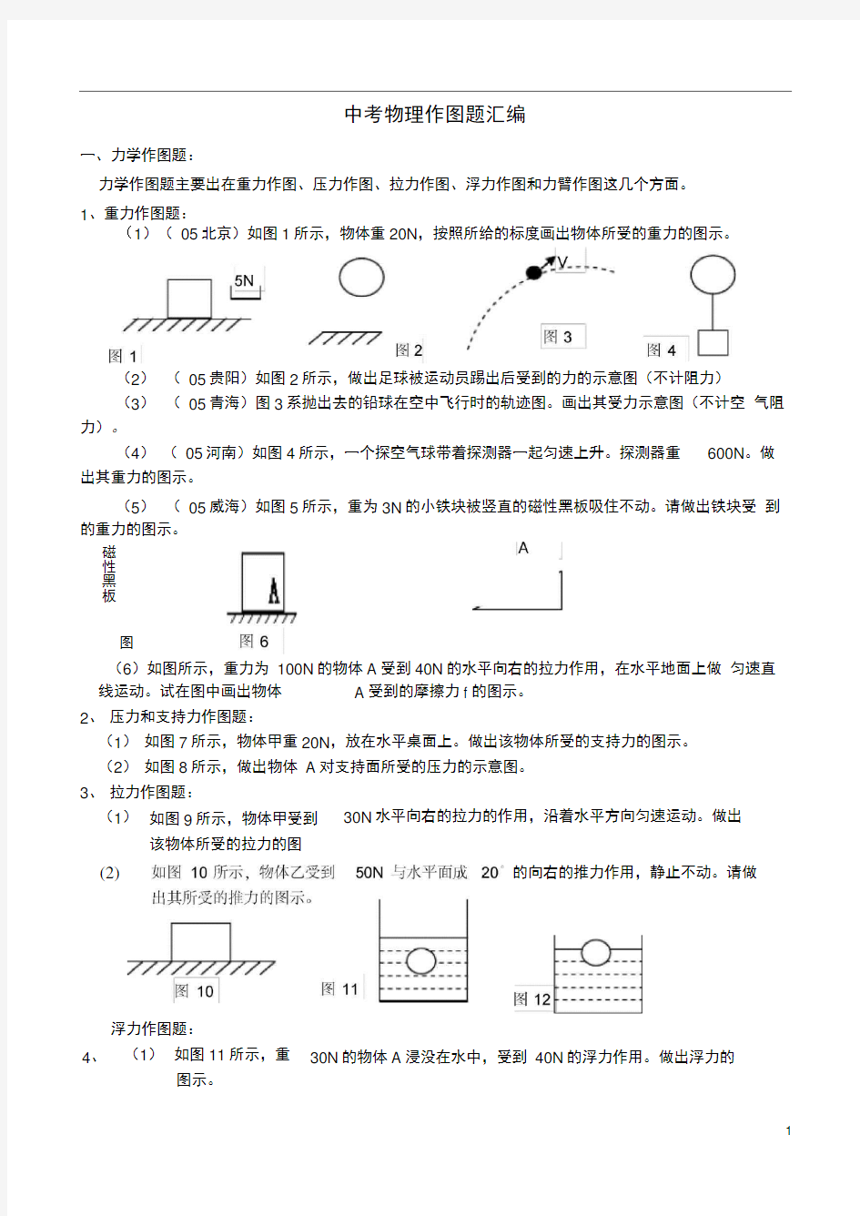 中考物理作图题汇编