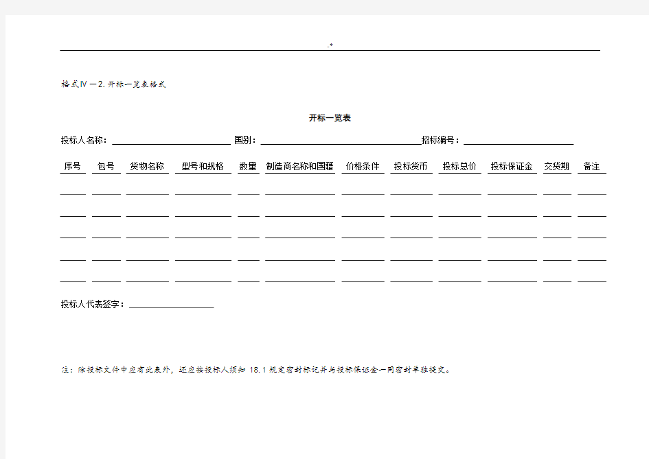 投标文件材料模板(中文版)