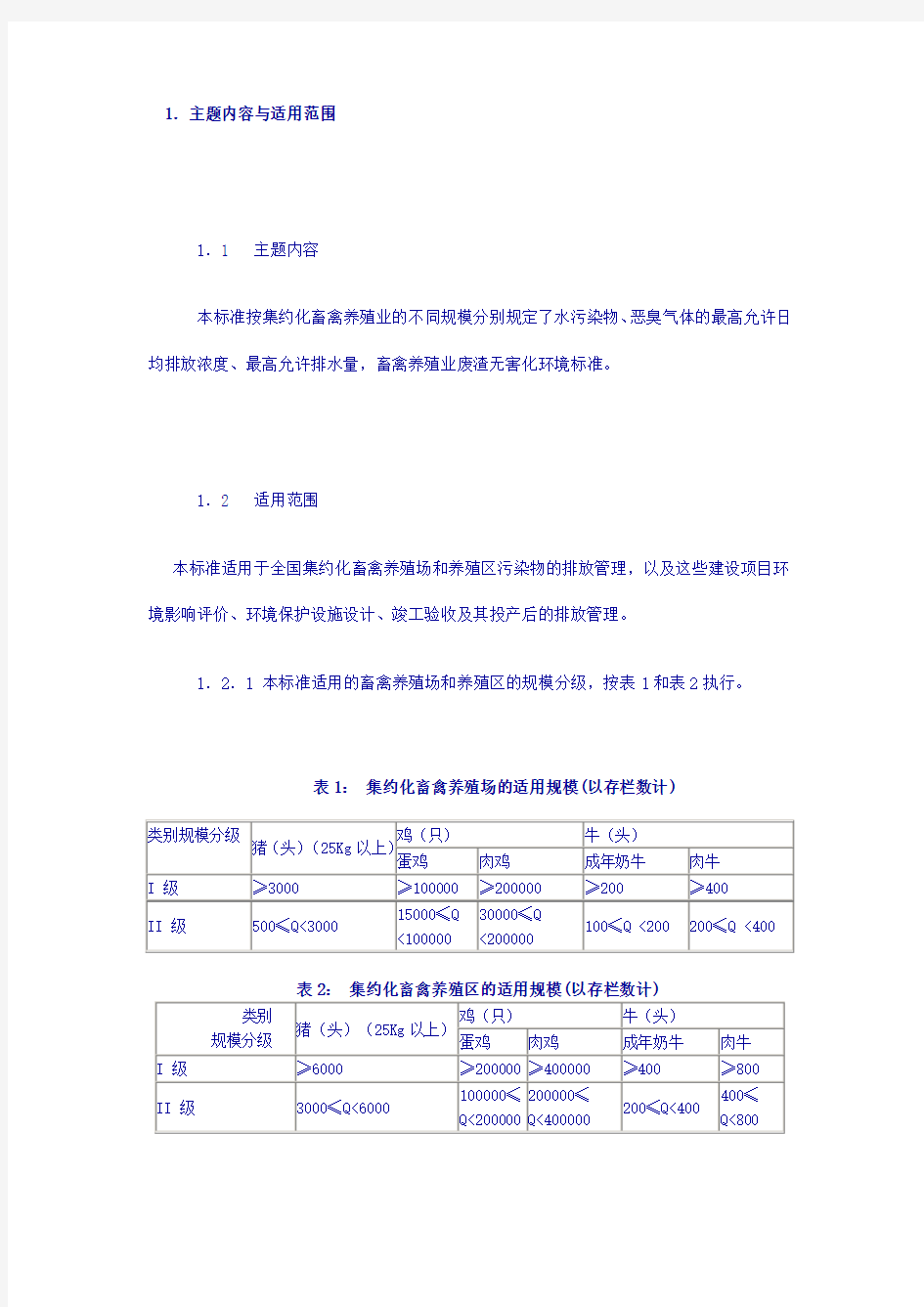 畜禽养殖业污染物排放标准