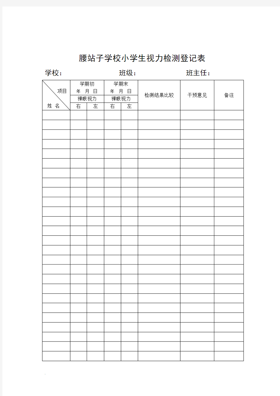 小学生视力检测登记表(修订版).doc