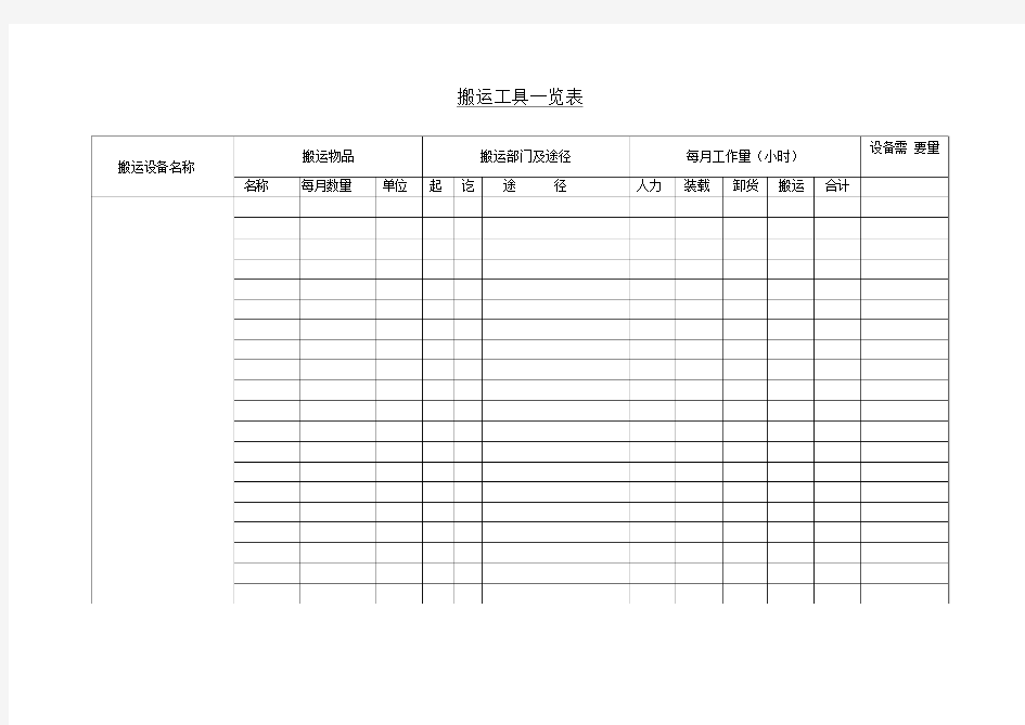 搬运工具一览表