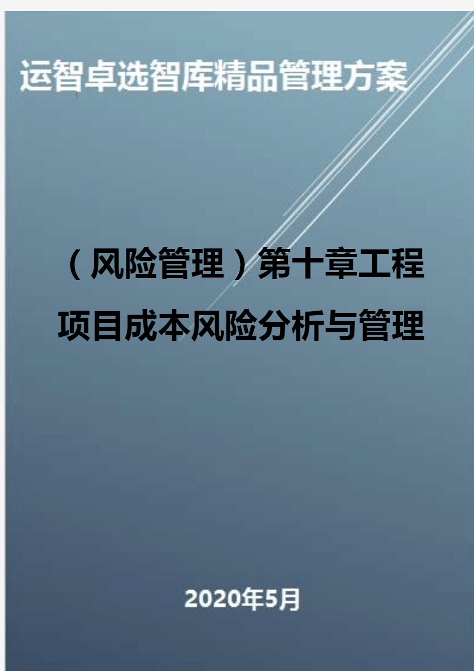 (风险管理)第十章工程项目成本风险分析与管理