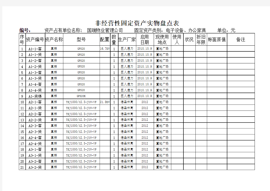 实物盘点表