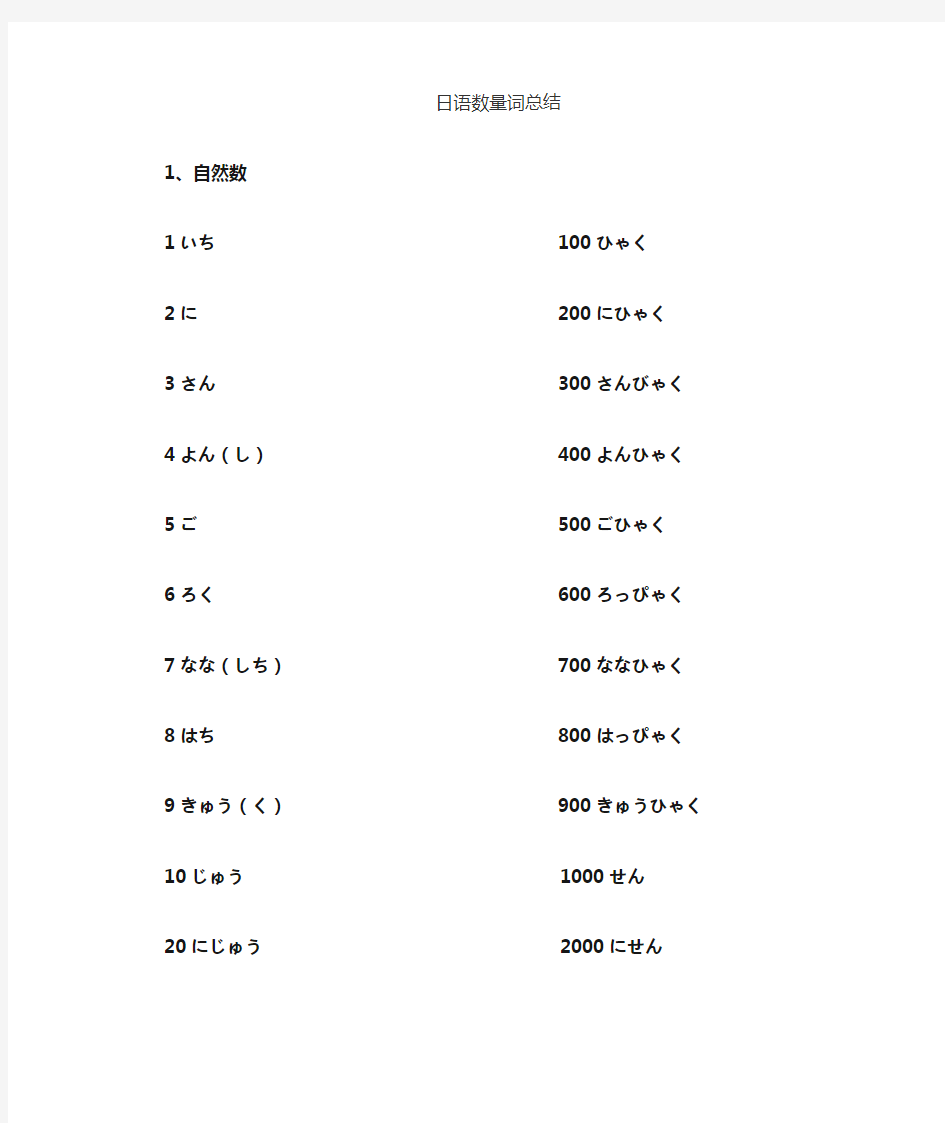 日语数量词总结