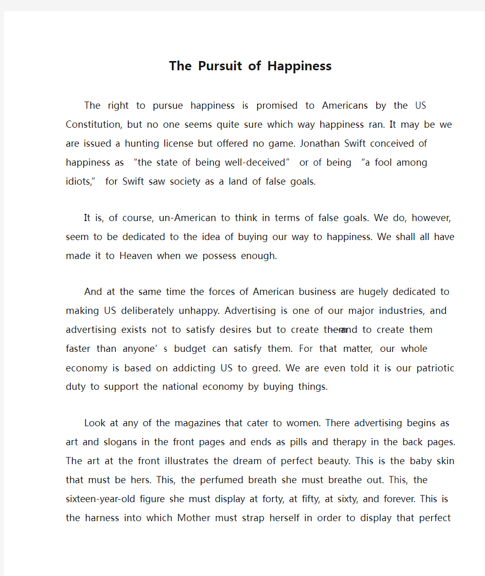 The Pursuit of Happiness 原文及译文