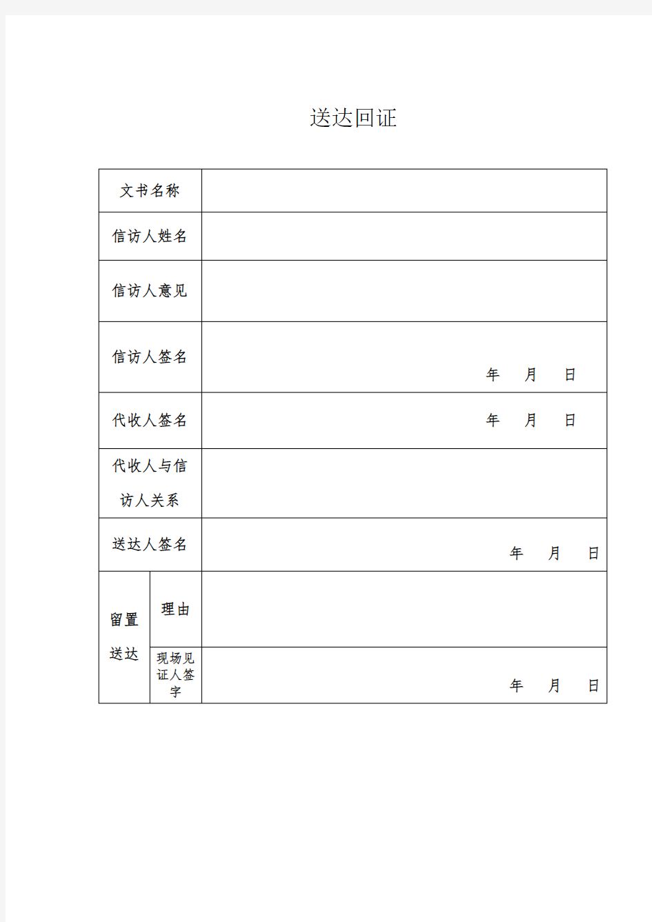 送达回证、答复意见书(模板)