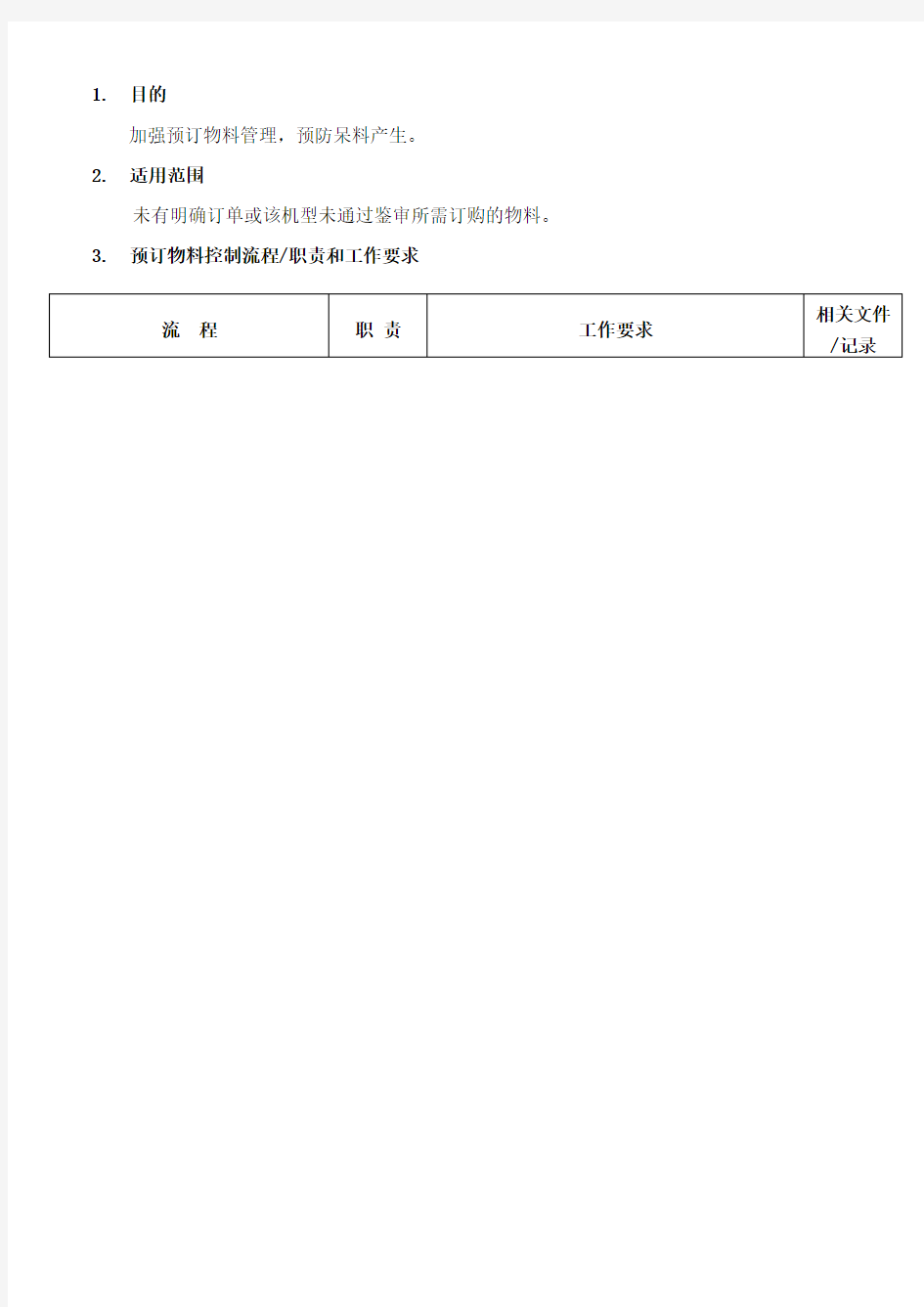 预订物料控制流程