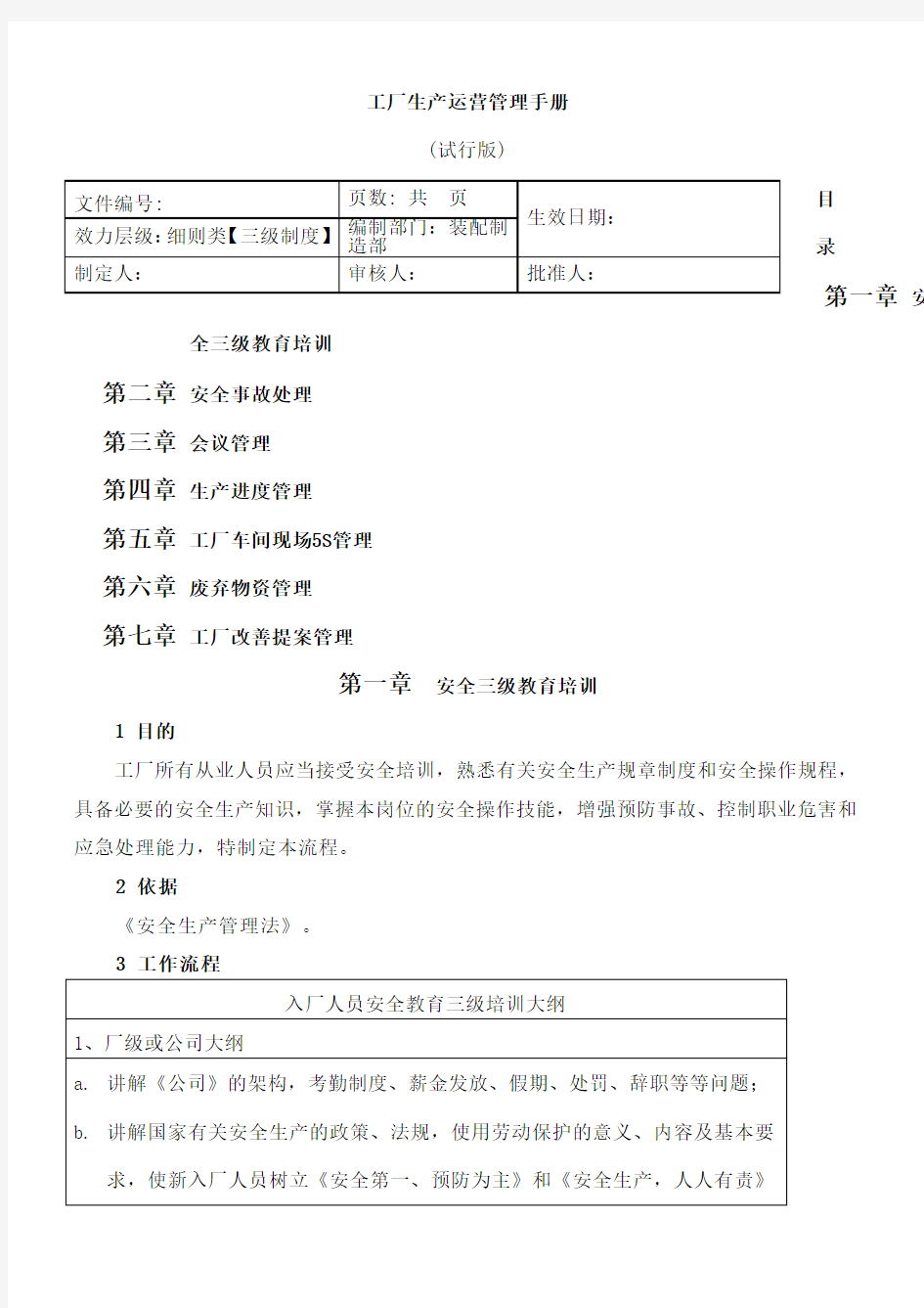 工厂生产运营管理手册汇总