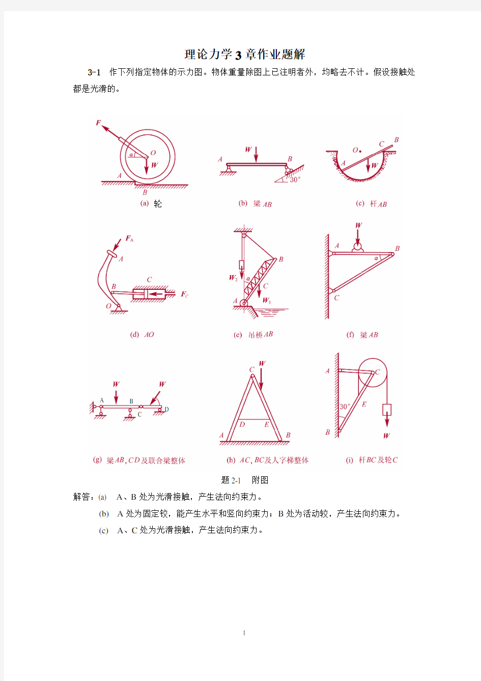 《理论力学》第三章-受力分析试题及答案