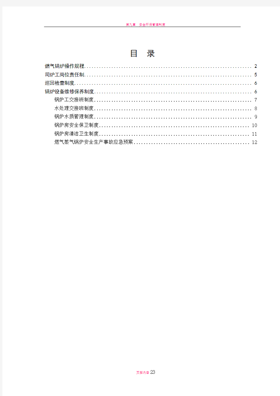 燃气蒸汽锅炉安全管理制度汇编