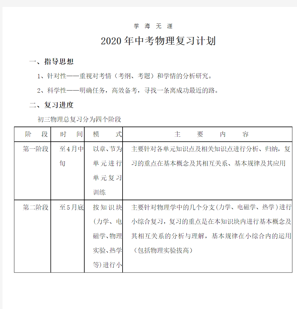 2020年中考物理复习计划.pdf