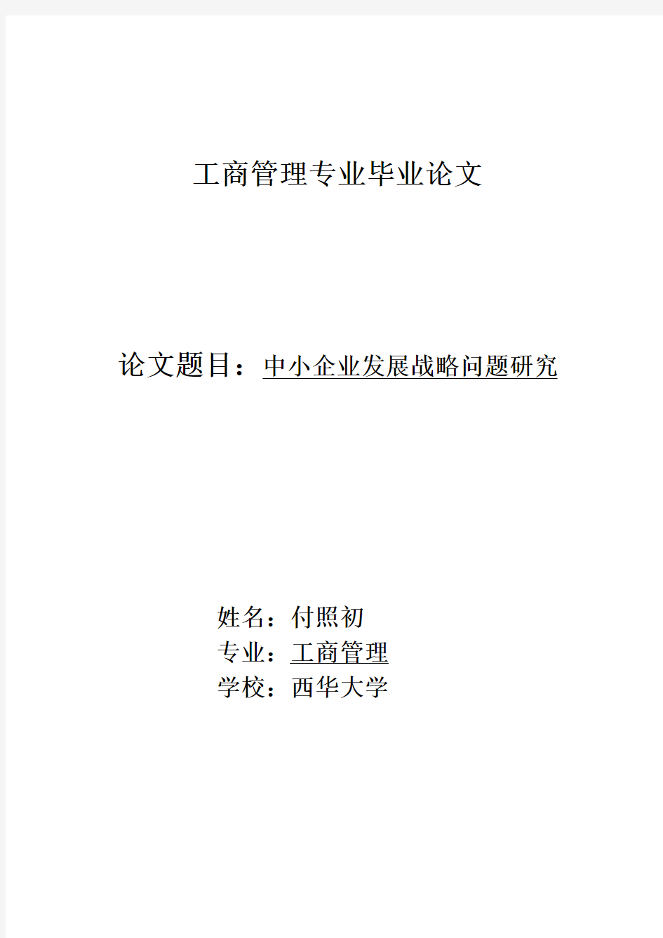 【完整版毕业论文】11工商管理毕业论文.中小企业发展战略问题研究