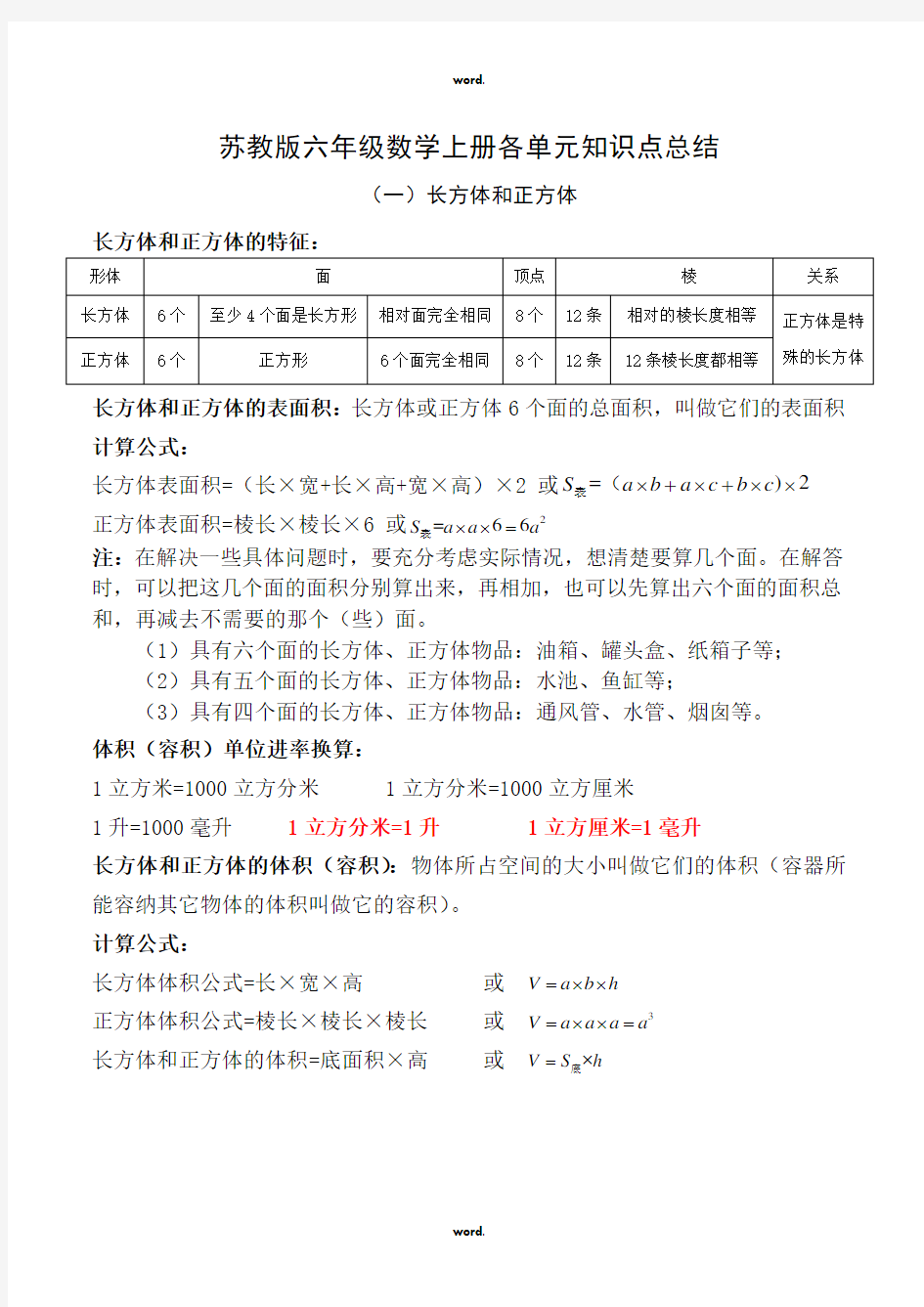 人教版六年级数学上册知识点归纳总结·优选.