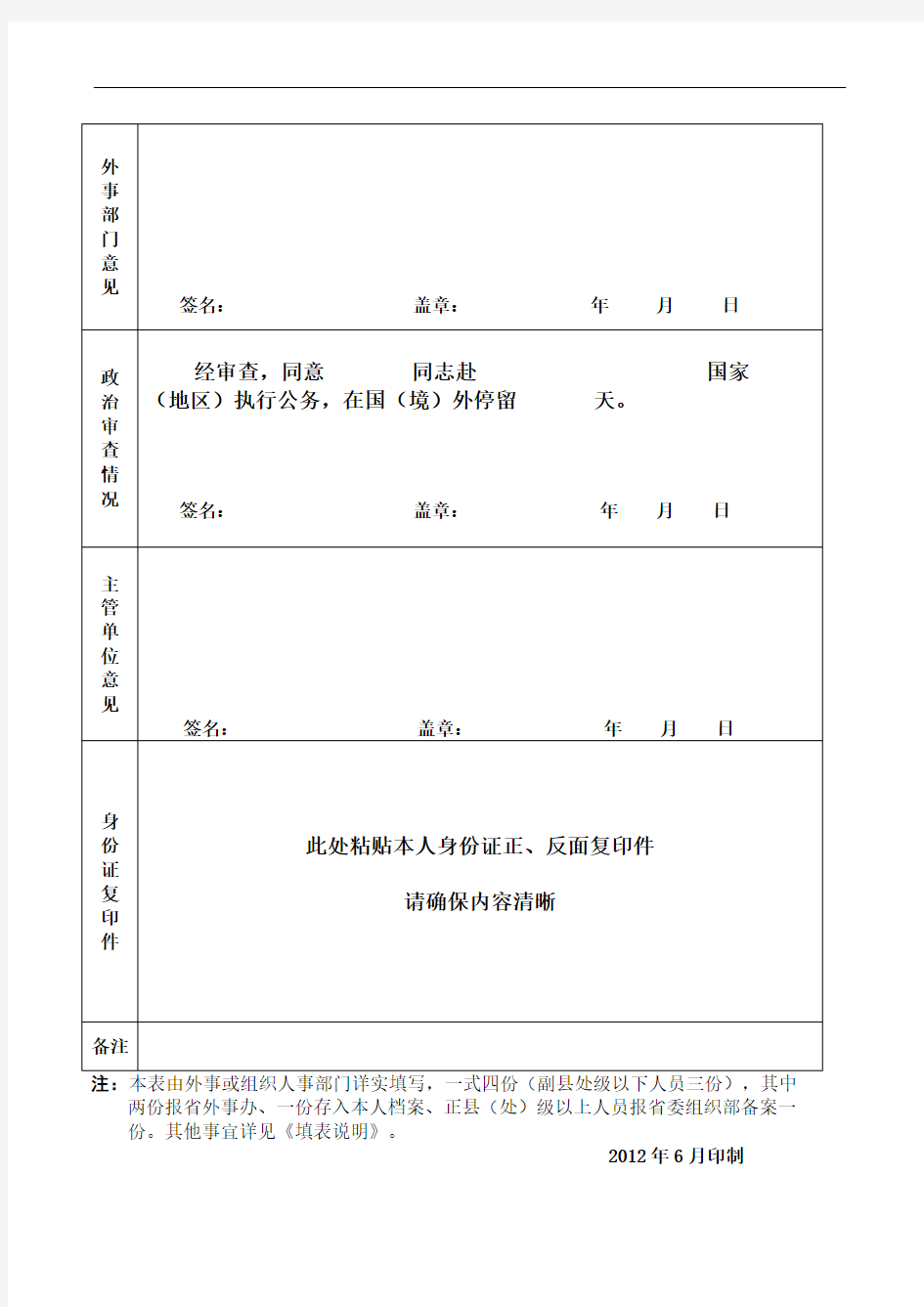 因公出国(境)人员审批表