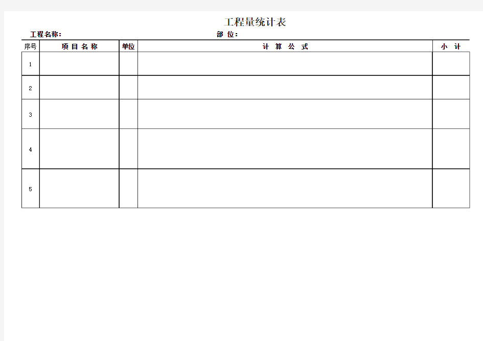 工程量统计表模板