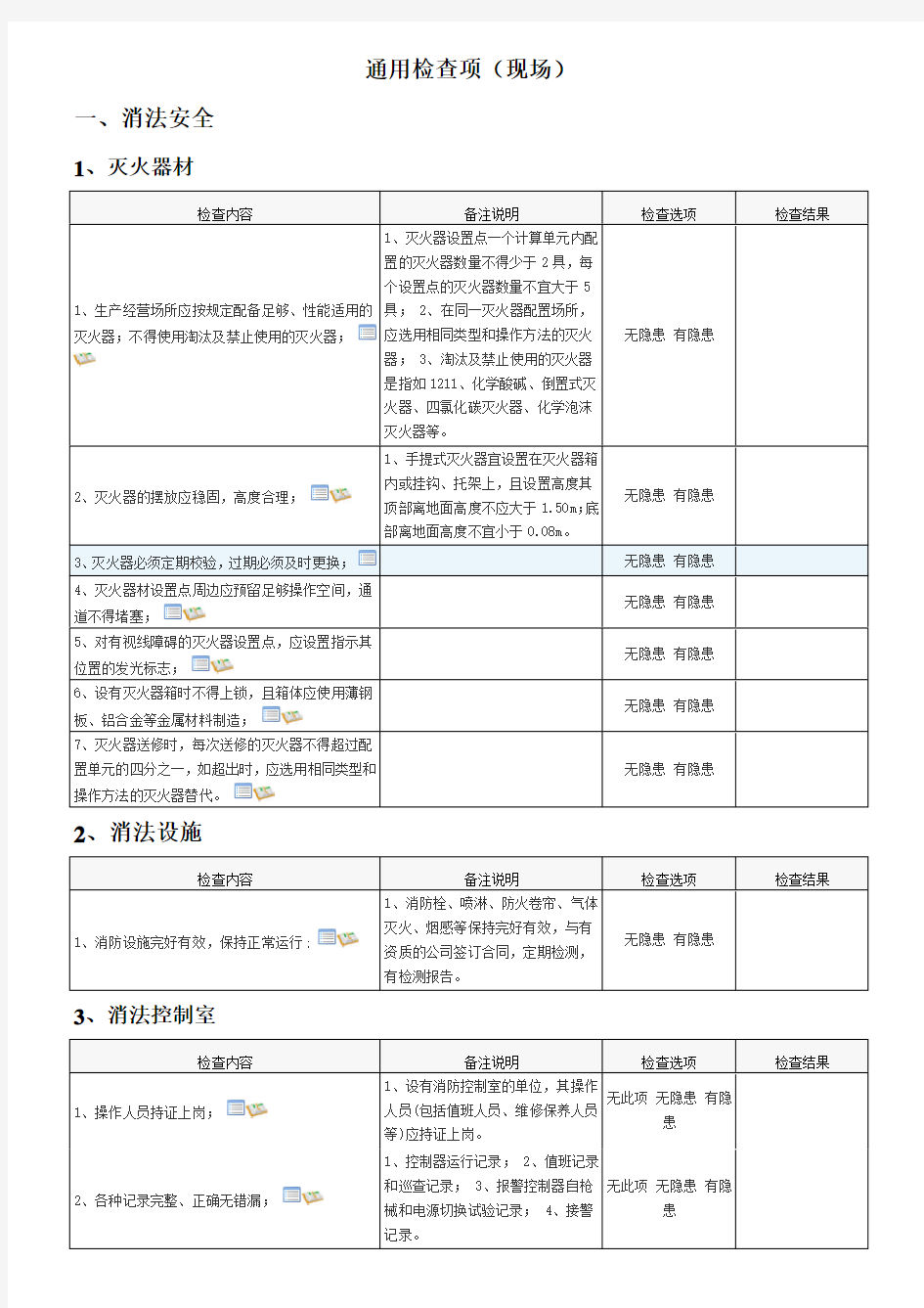 安全隐患自查表汇总