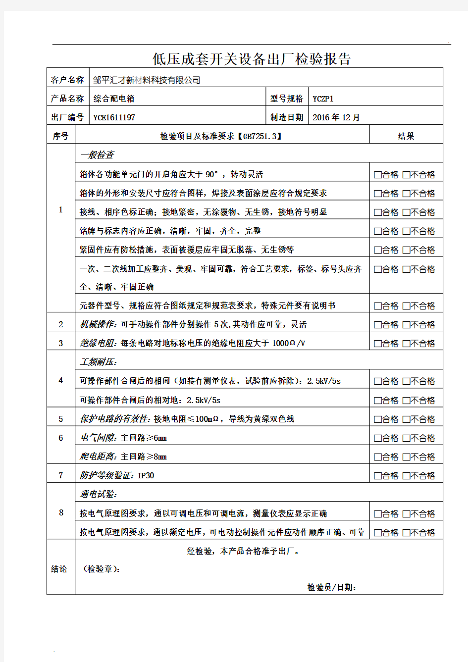 配电箱检测报告