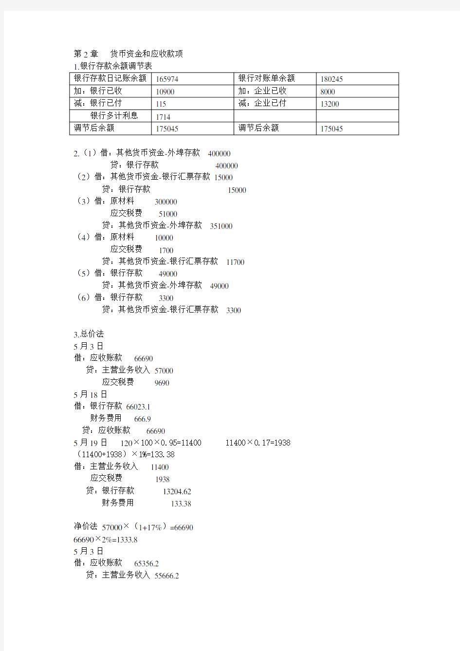 财务会计学课后答案(全)