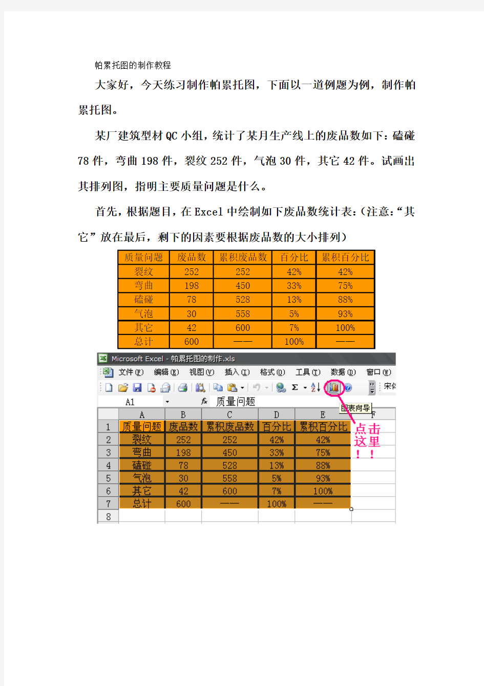 帕累托图的制作教程