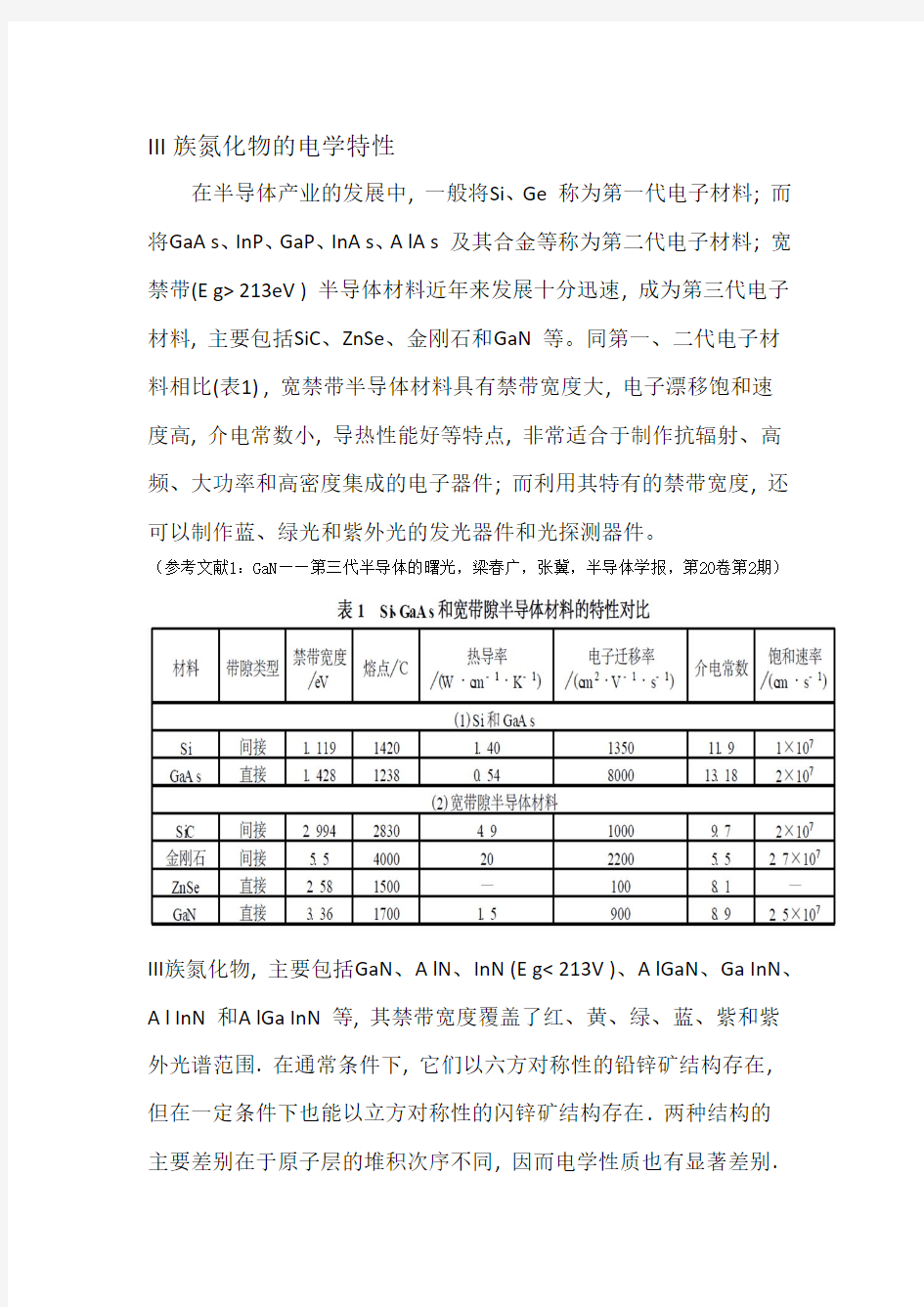 III族氮化物的电学特性