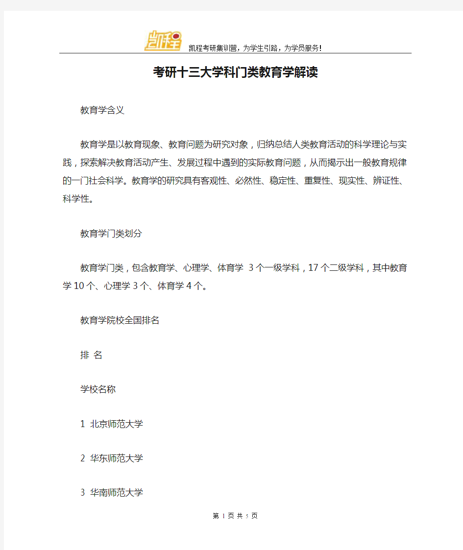 考研十三大学科门类教育学解读