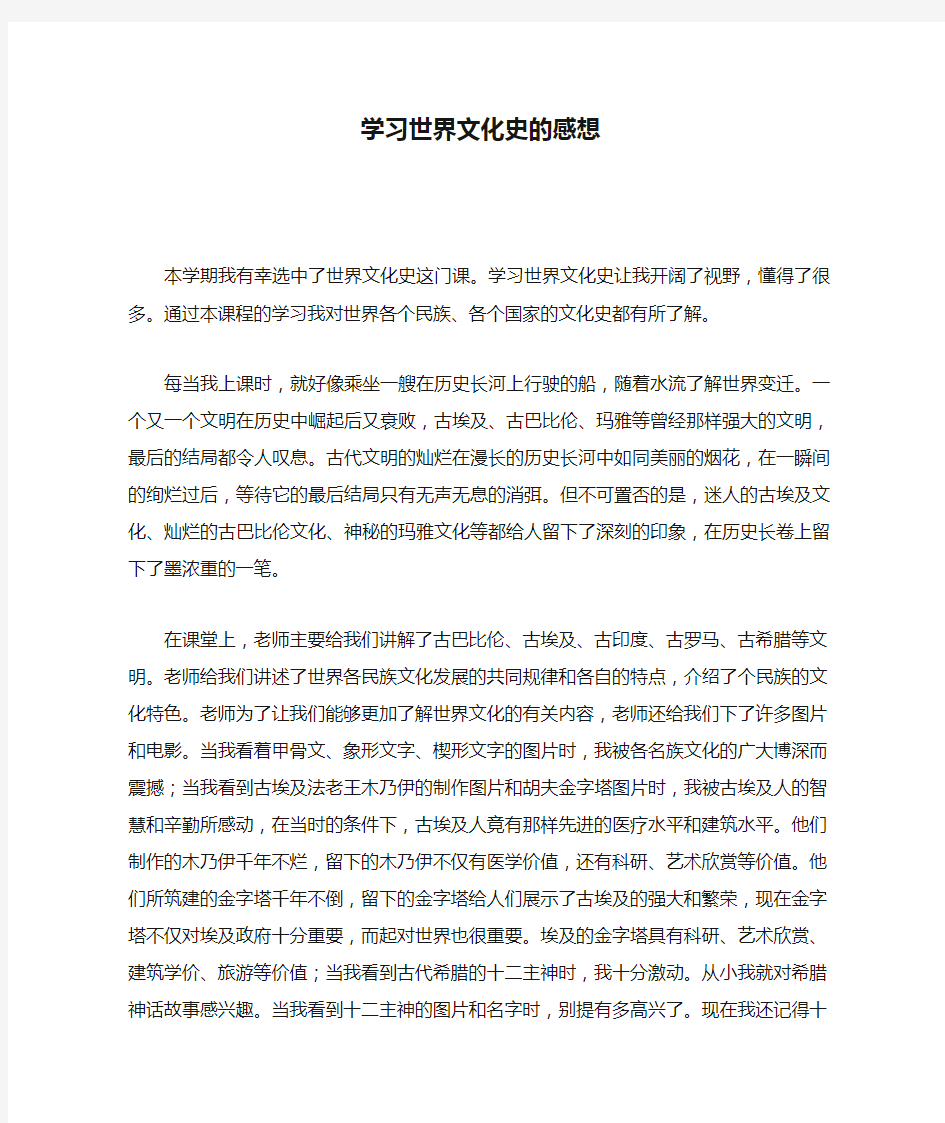 学习世界文化史的感想