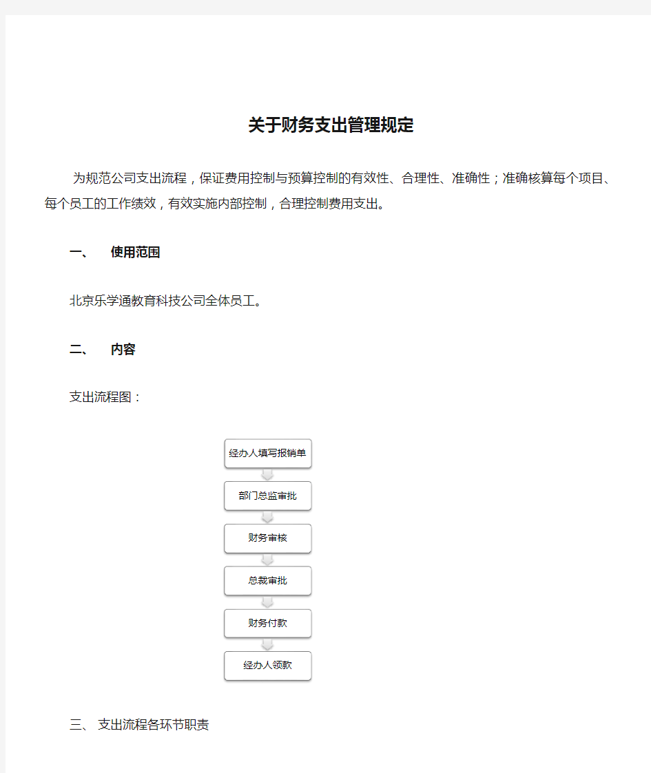 关于财务支出管理规定