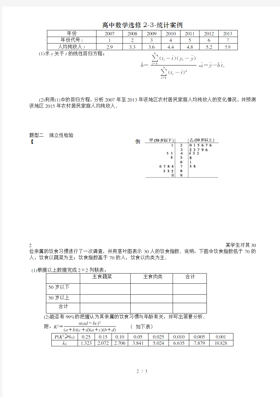 高中数学选修2-3-统计案例