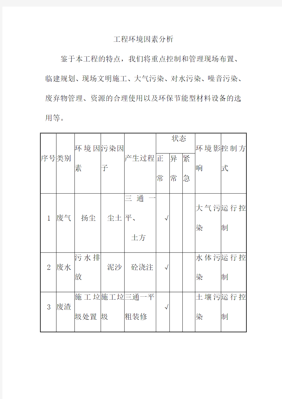 工程环境因素分析