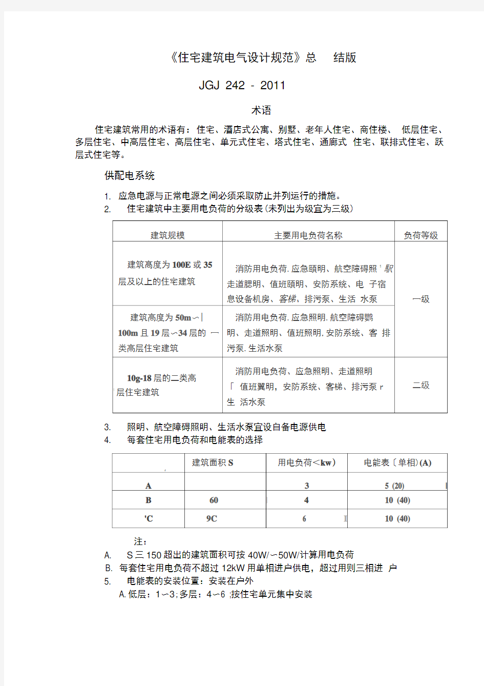 最新《住宅建筑电气设计规范》(总结版)