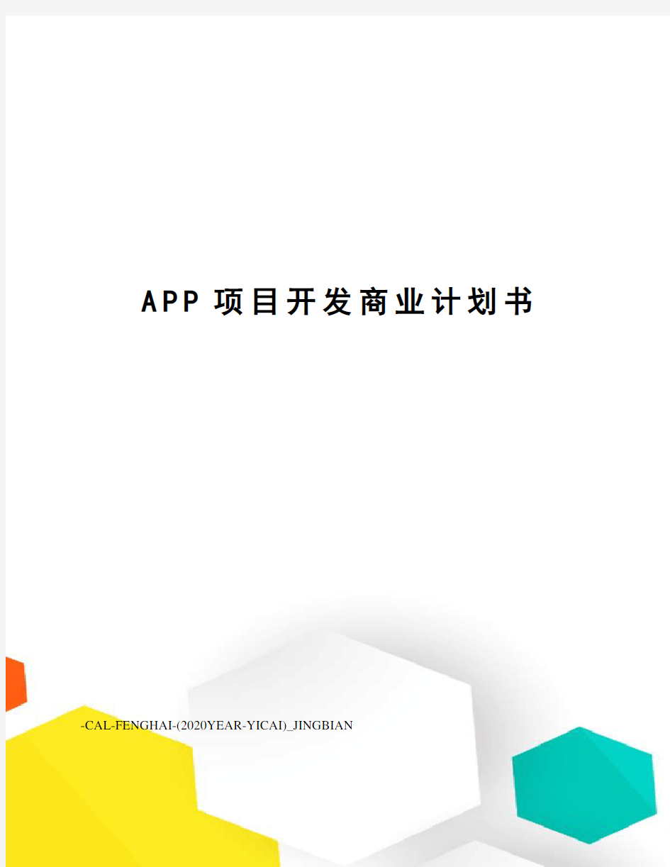 APP项目开发商业计划书