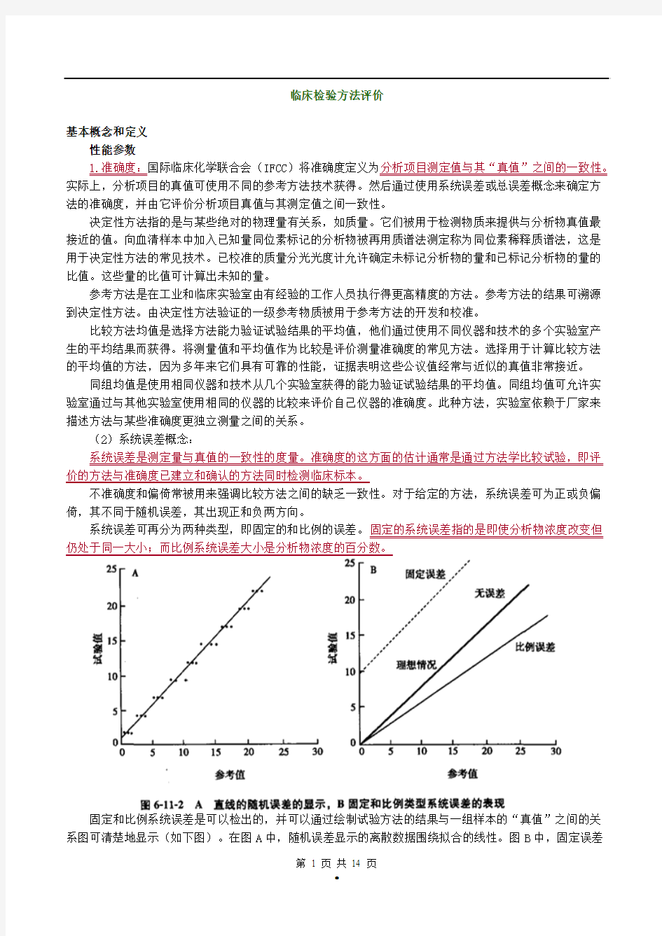 -主管临床医学检验实验室质量管理 第11章 临床检验方法评价