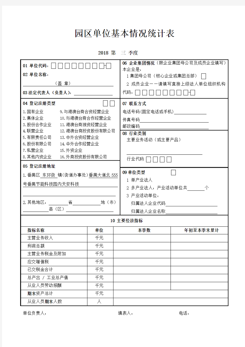 园区单位基本情况统计表.doc