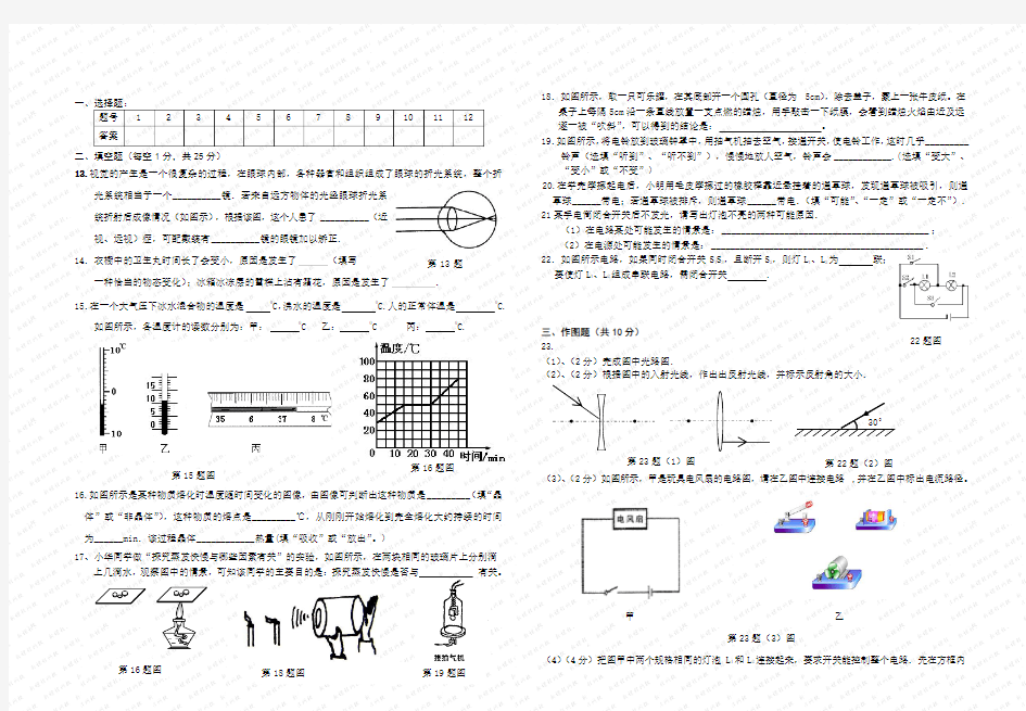 人教版八年级物理期末考试题(含答案)