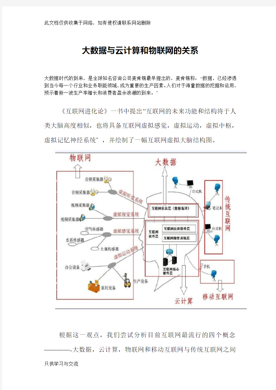 大数据与云计算和物联网的关系讲课教案