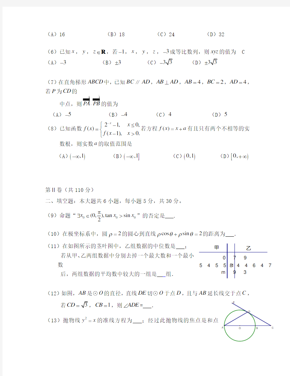 2020东城区高三一模试卷及答案(数学理)