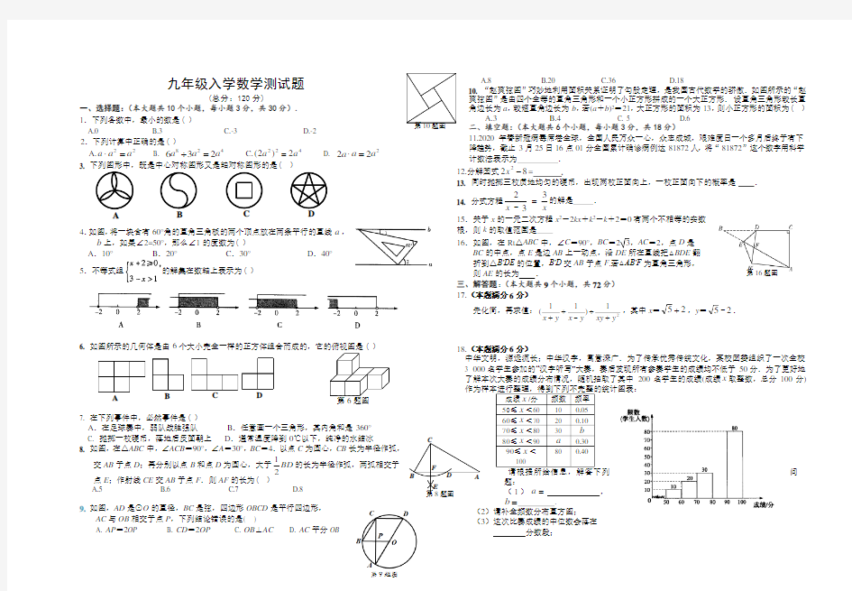 九年级数学模拟试题(含答案)