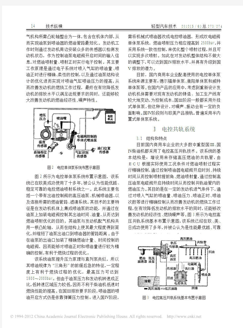 国IV之后柴油机三种燃油喷射系统对比及其技术发展趋势