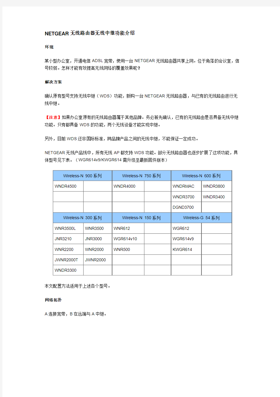 NETGEAR无线路由器无线中继功能介绍