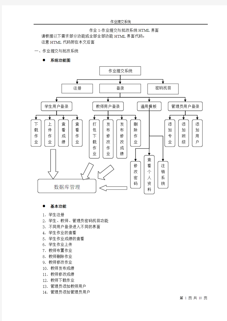 作业1 作业提交与批改系统 HTML界面