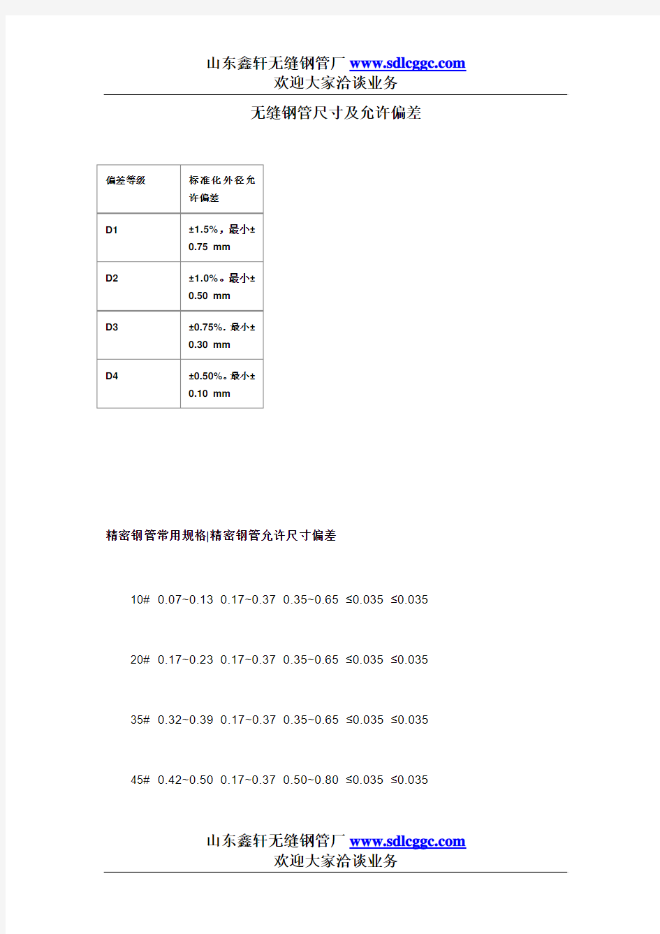 无缝钢管尺寸及允许偏差