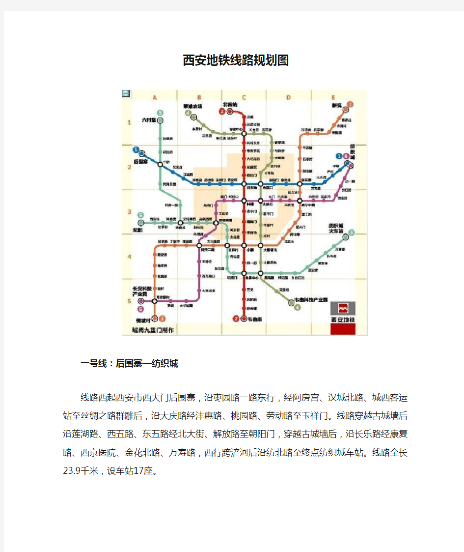 西安地铁线路规划图